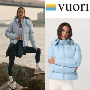 Best seller! Vuori Alta hooded down jacket coat women size xs crystal blue